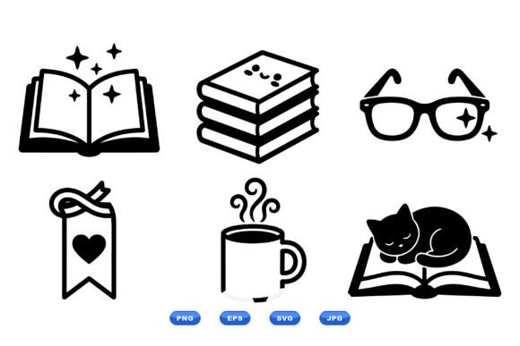 Cozy Reading Icons SVG Pack: Perfect for Crafts and Graphics