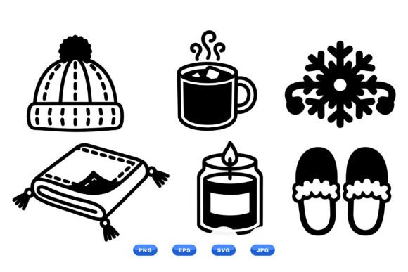 Cozy Winter SVG Icon Set for Seasonal Crafts Graphics