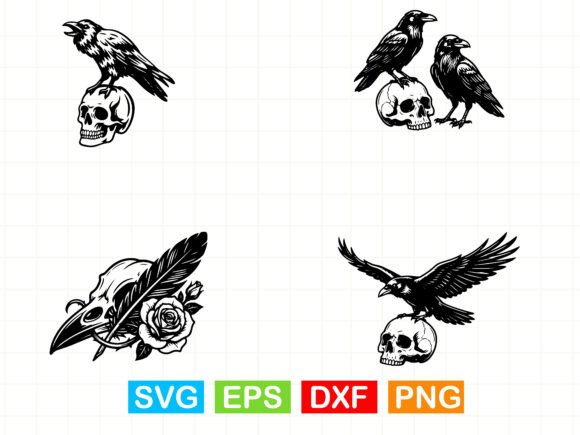 Crow on a Skull Svg: A Bold Graphics Asset for Crafts