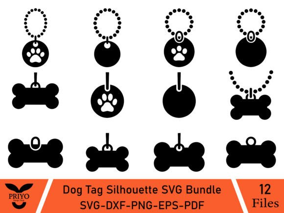 Explore Dog Tag Silhouette SVG Bundle for Graphics & Crafts