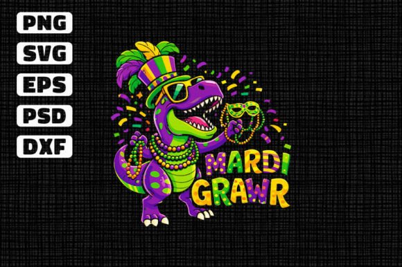 Funny T-Rex Mardi Grawr Dinosaur SVG for Crafts and Graphics