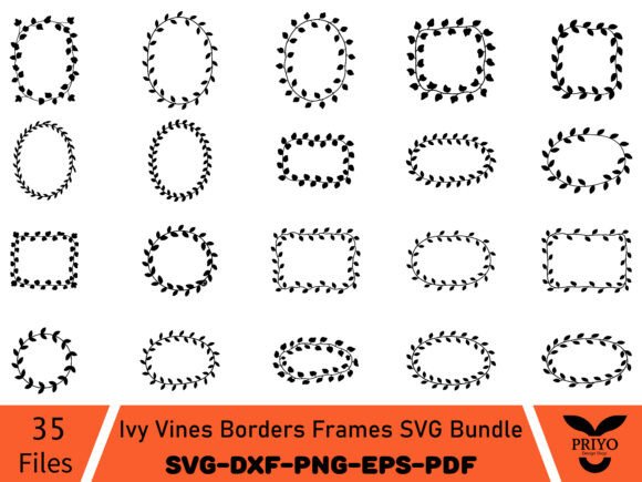 Ivy Vines Borders Frames SVG Bundle