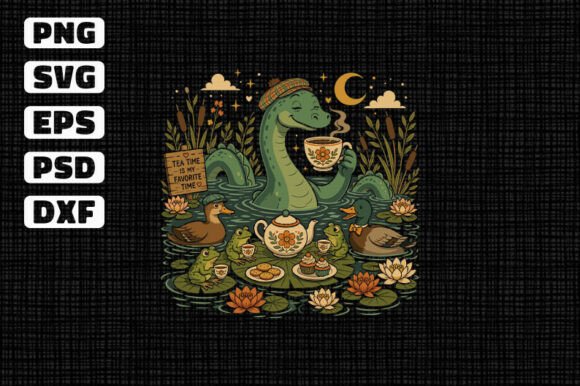 Loch Ness Monster Tea Party SVG: A Charming Graphics Asset for Crafts
