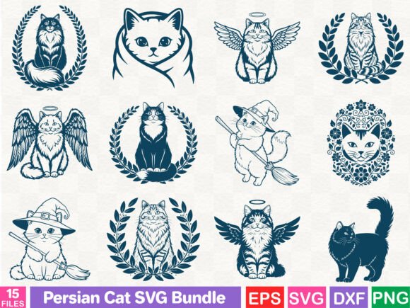 Persian Cat SVG Bundle: Perfect for Crafts and Graphics