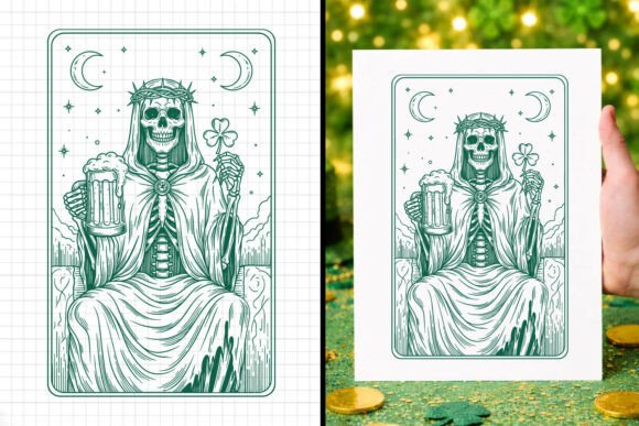 St Patricks Day Skeleton Beer Clover SVG for Crafts and Graphics