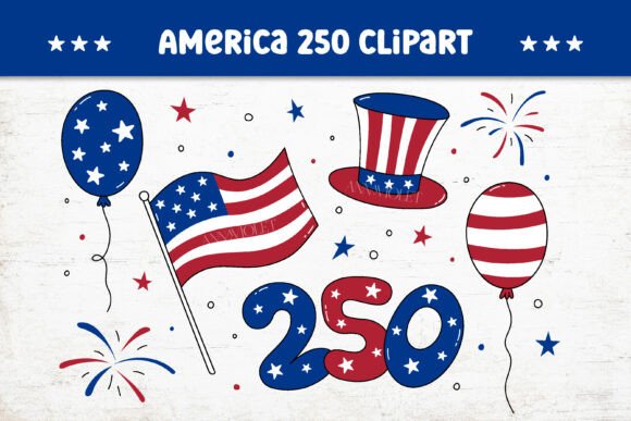 USA 250 Clipart PNG SVG for Local Business Graphics