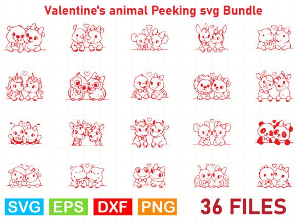 Valentine's Animal Peeking Svg Bundle: Perfect for Crafts and Graphics